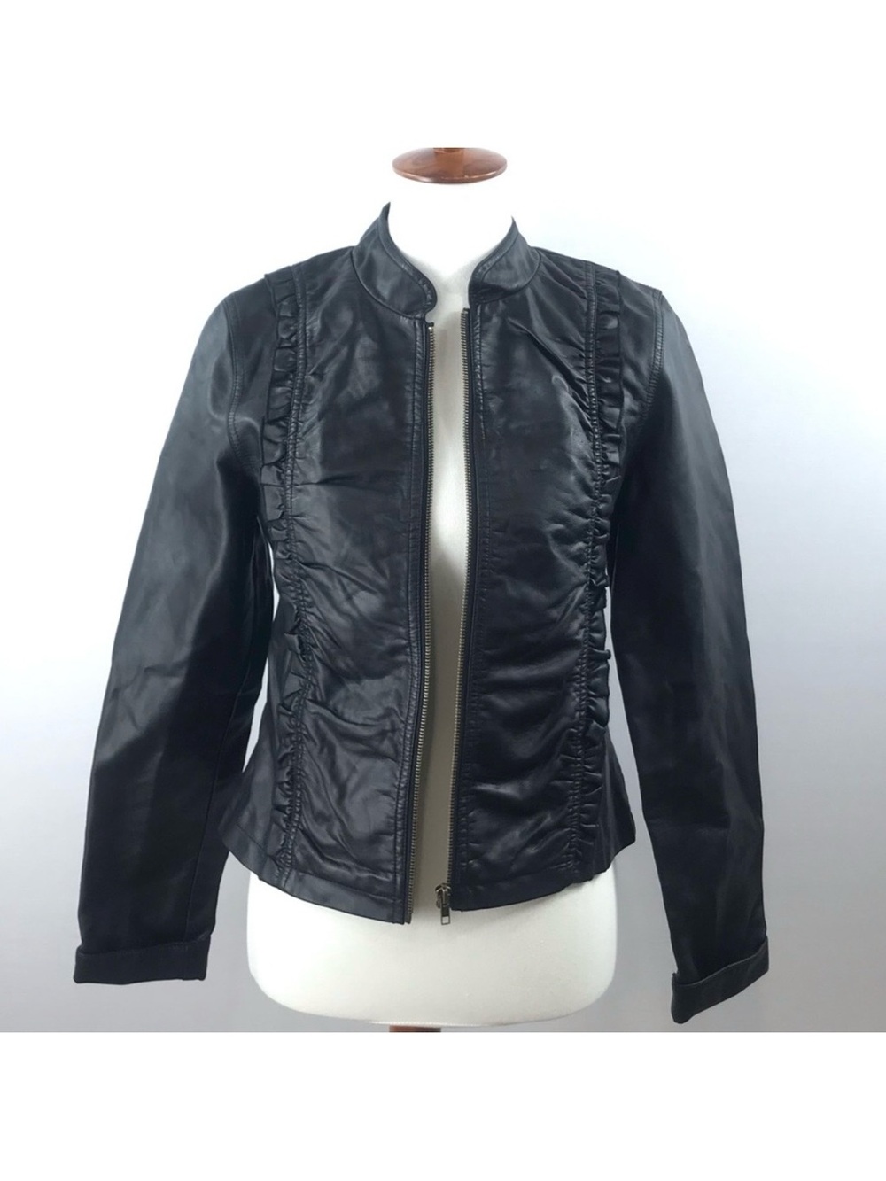 Stella Starr Black Vegan Leather Full Zip Jacket NWT Size L